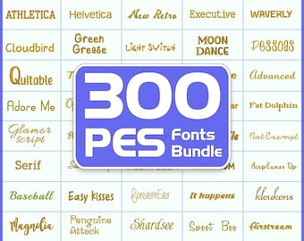 PES Embroidery Fonts, 300 PES Fonts set, Embroidery Machine Font, Embroidery Alphabet, Letters, Popular Script Embroidery Monogram Signature