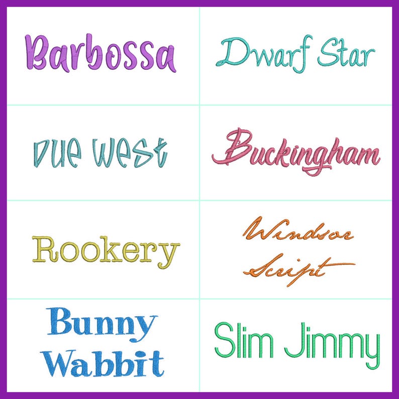 Selection of BX fonts for Embrilliance software.