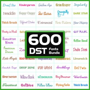 Fuentes de bordado DST para máquinas Tajima: paquete de 600 (1-3 pulgadas)
