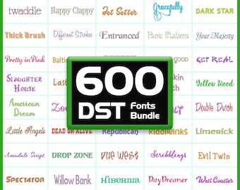 DST Embroidery Fonts for Tajima Machines: 600 Bundle (1 - 3 inch) Satin Stitch