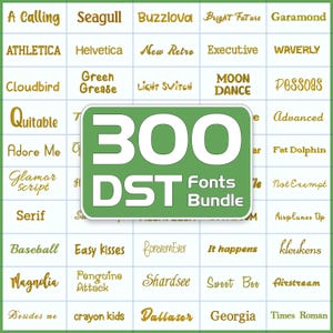 Fontes de bordado DST, conjuntos de 300 fontes, fontes de máquina de bordar, alfabeto de bordado, letras, monograma de bordado de script popular para Tajima.