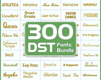 DST Embroidery Fonts, 300 Fonts sets, Embroidery Machine Fonts, Embroidery Alphabet, Letters, Popular Script Embroidery Monogram for Tajima.