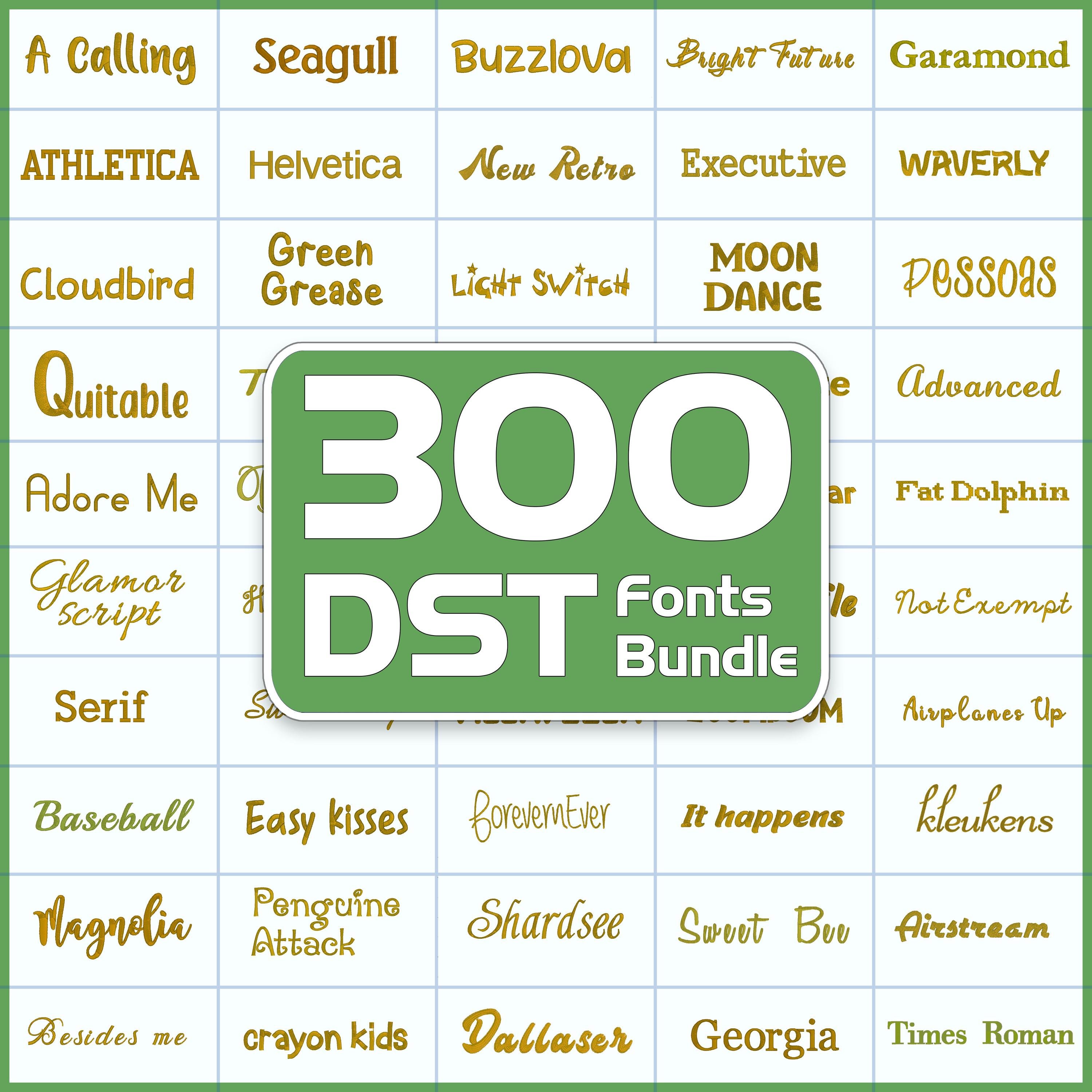 DST Embroidery Fonts, 300 Fonts sets, Embroidery Machine Fonts, Embroidery Alphabet, Letters, Popular Script Embroidery Monogram for Tajima.
