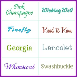 Hand picked BX format machine embroidery fonts. Includes fonts styles such as block and modern.