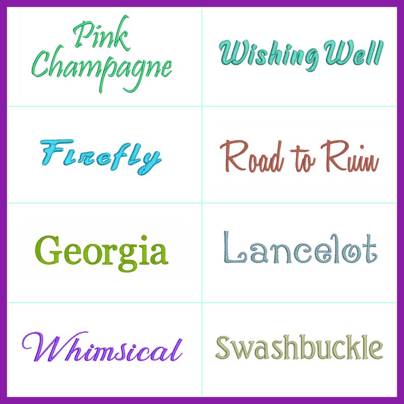 Hand picked BX format machine embroidery fonts. Includes fonts styles such as block and modern.