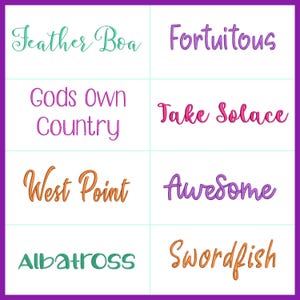 A selection of BX format machine embroidery fonts.