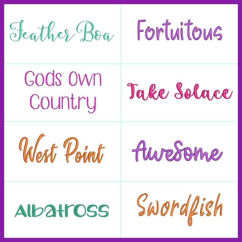 A selection of BX format machine embroidery fonts.