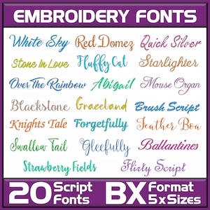 BOX Stickschrift Bundle, 20 Schreibschrift Schriften set, Schreibschrift Maschinenschrift, Stickerei Alphabet, Buchstaben Stickerei Monogramm