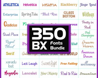 BX Embroidery Fonts: 350 Machine Bundle (1 inch - 3 inch)