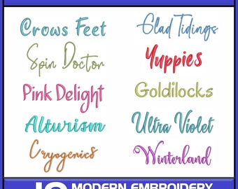 10 Brother PES Embroidery Fonts: Alphabet Monogram Set (Digital Download)