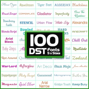Pacchetto di font per ricamo DST: 100 font per macchina Tajima (da 0,25 a 2 pollici)