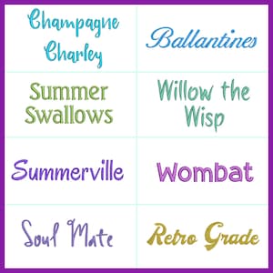 A selection of BX format machine embroidery fonts.