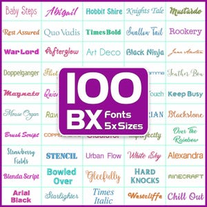 BX Embroidery Fonts Bundle, 100 Fonts set, Embroidery Machine Fonts, Embroidery Alphabet, Script, Letters Embroidery Monogram