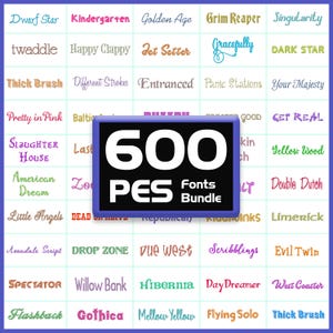 Pakiet 600 czcionek hafciarskich: Pakiet czcionek PES Brother (1-3 cale) (do pobrania w wersji cyfrowej)