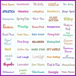 Hand picked BX format machine embroidery fonts. Includes fonts styles such as block and modern.
