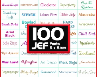 JEF Broderitypsnittspaket: 100 Janome-maskintypsnittspaket (0,25 - 2 tum)