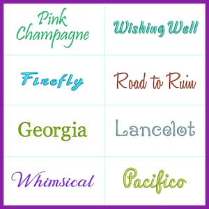 Hand picked embroidery machine font designs in BX format.