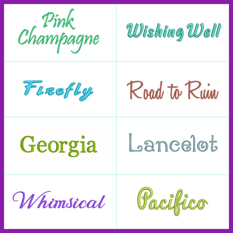 Hand picked embroidery machine font designs in BX format.