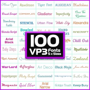 VP3 Embroidery Fonts Bundle: 100 Viking Machine Font Pack (0.25 - 2 inch)