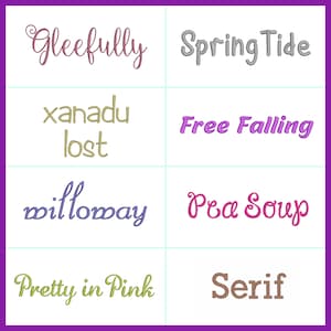 A selection of BX format machine embroidery fonts.