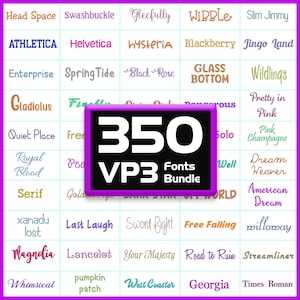 Pacchetto di font per ricamo VP3: pacchetto da 350 font (da 1 a 3 pollici) (download digitale)