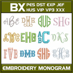 BX Embroidery Monogram Fonts : 12 Machine Embroidery Designs Brother PES DST