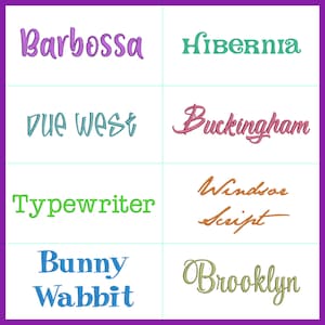 Hand picked embroidery machine font designs in BX format.