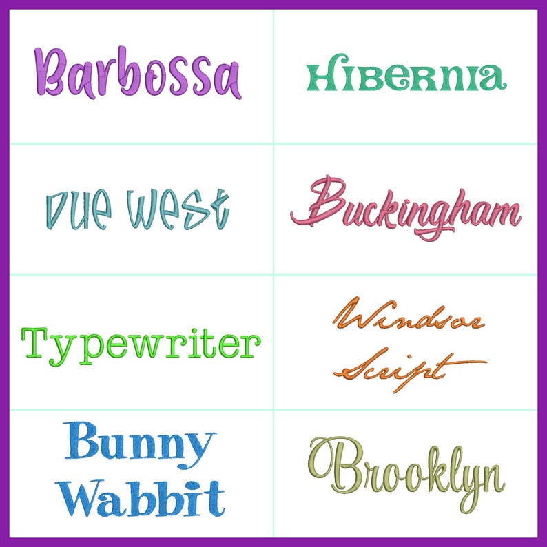 Hand picked embroidery machine font designs in BX format.