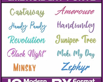 Embroidery Machine Fonts Bundle: Modern BX Alphabet, Numbers, Punctuation