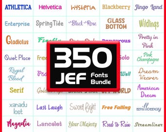 JEF Broderitypsnitt: Paket med 350 Janome-bokstäver (digital nedladdning)
