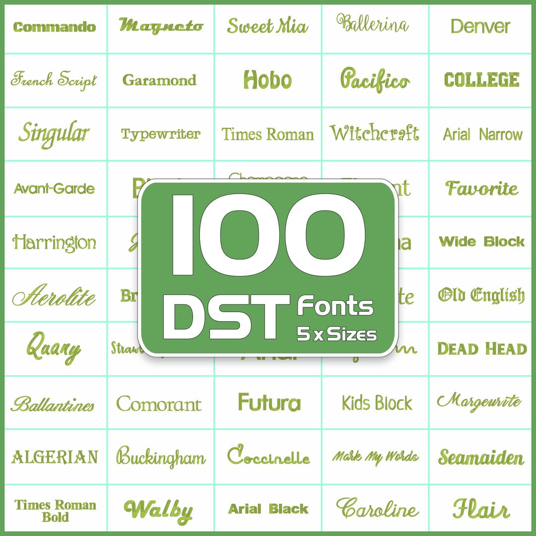 DST Machine Embroidery Fonts: 100 Tajima Bundle (digital Download) - Etsy