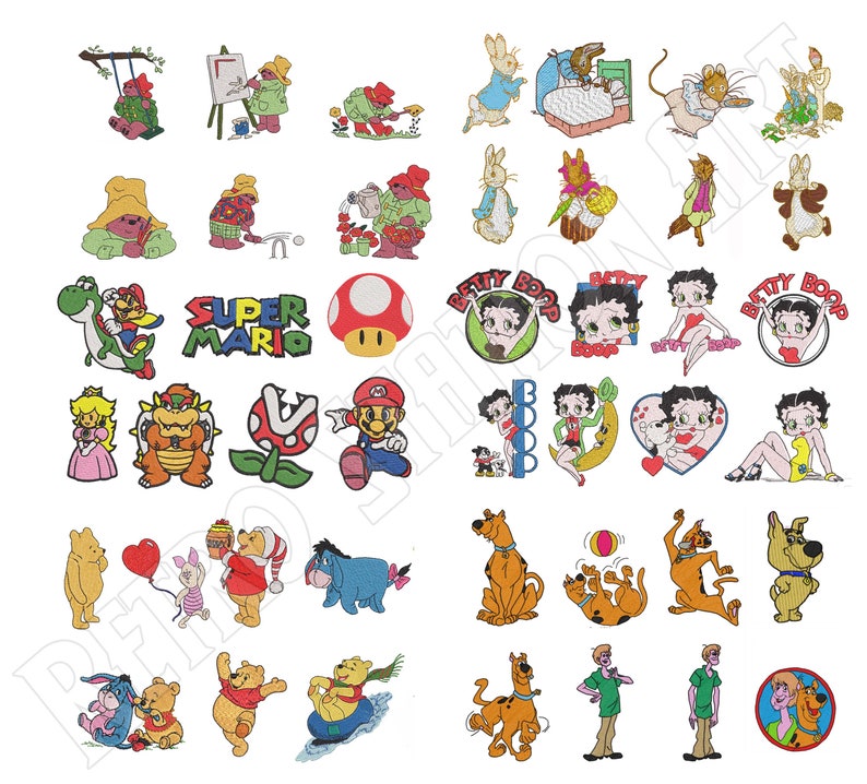 Brother machine embroidery designs collection PES cartoons fictional character.