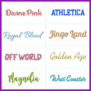 A bundle of embroidery fonts in BX format. Unique modern styles for your projects.