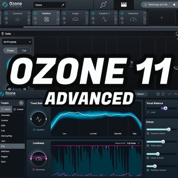 iZotope Ozone 11 Advanced Plugin, Music Production, Mixing, Mastering, for Windows Only