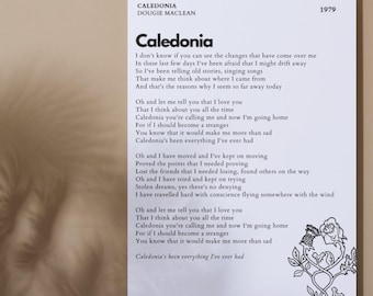 Arte mural con cita lírica tradicional escocesa de Dougie Maclean de Caledonia, impresión digital de música de Escocia, decoración de sala de estar, canción de boda, primer baile