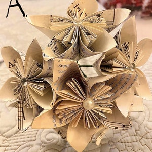PAPER FLOWER BOUQUET - Wedding Decor - Ready to Ship - Gift Bouquet - Flower Alternative - Sheet Music - Origami - Blooming Bunches