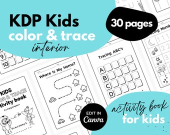 KDP Kids Interior ⋆ Coloring & Tracing ⋆ Canva Template ⋆ 8.5x11