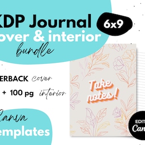 KDP Journal Bundle ⋆ Cover + Interior ⋆ Retro Floral ⋆ Canva Template ⋆ 6x9