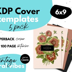 KDP Cover Template x5 ⋆ 6x9 Cover Bundle ⋆ Canva ⋆ Vintage Floral