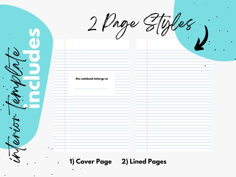 KDP Composition Notebook Cover and Interior Bundle Canva Template Etsy