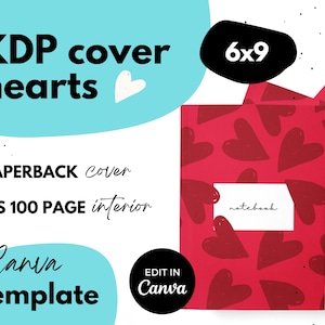 KDP Cover ⋆ Hearts ⋆ Canva Template ⋆ 6x9