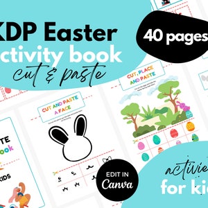 KDP Easter Cut and Paste ⋆ Activity Book for Kids ⋆ Canva Template ⋆ 8.5x11