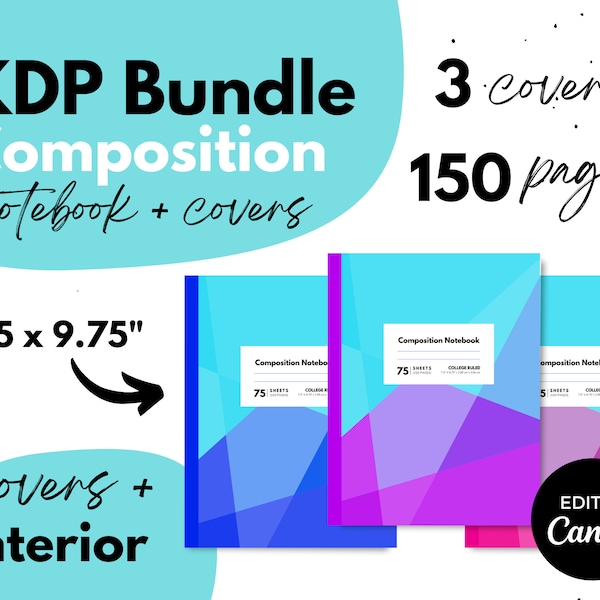 KDP Composition Notebook ⋆ Cover and Interior Bundle ⋆ Canva Template