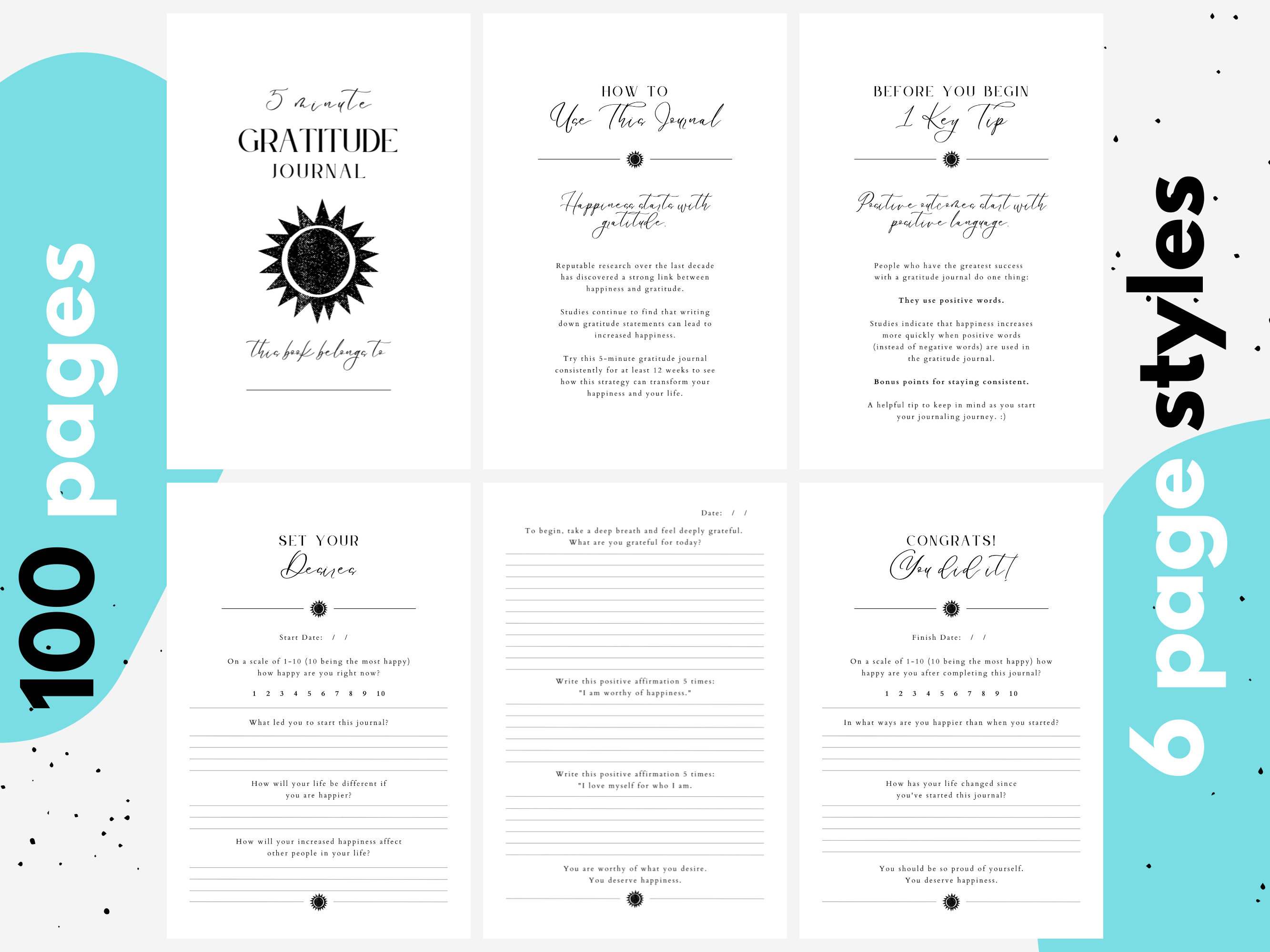 KDP Gratitude Journal Canva Template 6x9 - Etsy