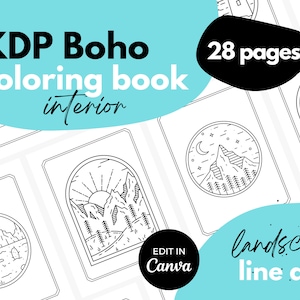 KDP Coloring Book Interior ⋆ Canva Template ⋆ 8.5x11 ⋆ Boho Landscape