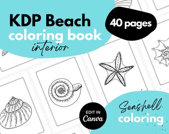 KDP Coloring Interior ⋆ Seashells ⋆ Canva Template ⋆ 8.5x11