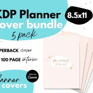 KDP Planner Cover Template ⋆ 5 Color Bundle ⋆ Canva ⋆ 8.5x11