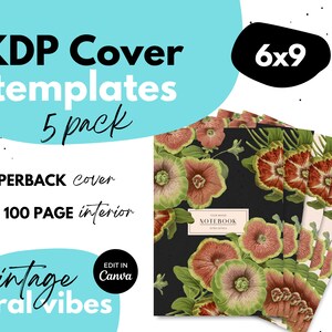 KDP Cover Template x5 ⋆ 6x9 Cover Bundle ⋆ Canva ⋆ Vintage Floral Vibes