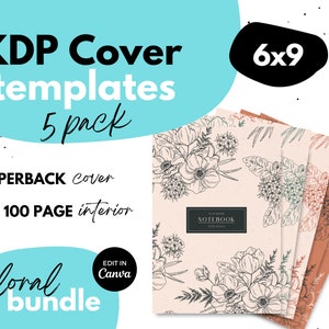 KDP Cover Template x5 ⋆ 6x9 Cover Bundle ⋆ Canva ⋆ Floral