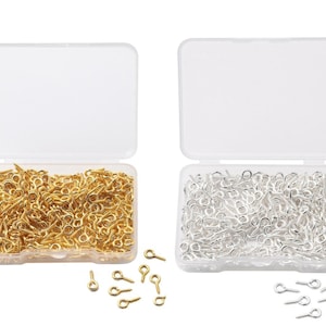 300 Screw Eye Pins – Silver & Gold Plated 10mm Eye Screws – Jewelry Making Findings – Screw Eye Bails for Charms, Crafts, Resin Art